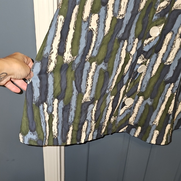 VINTAGE 50s La-Mar Frocks Dress Retro Midi Blue Forest Green White Mid Century - Picture 7 of 11